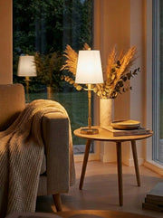 Rowan Linen Iron Table Lamp - Elegant Traditional Bedside Lighting